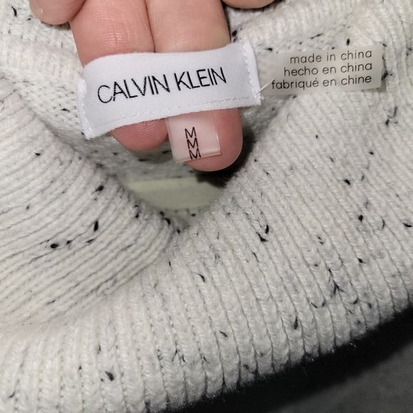 Calvin Klein Women’s Cowl Neck Grey And White Mixed Design Sweater, Size M - Picture 2 of 6